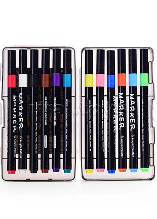Acrylic Brush Marker Set –  Water-Based Pigment – Multi-Surface – PP Storage Case