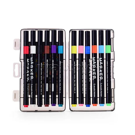 Acrylic Brush Marker Set –  Water-Based Pigment – Multi-Surface – PP Storage Case