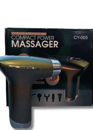 Fascial Massage Gun 3‑Speed with Heat Function – 6 Massage Heads – USB‑C Rechargeable