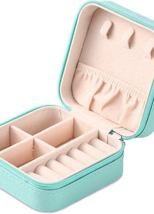 Small Jewellery Storage Box | PU Leather Travel Case with Zip Closure