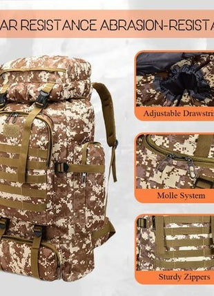 80L Tactical Hiking Backpack – Waterproof 600D Oxford