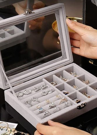 Velvet Jewellery Storage Box – Ring, Earring & Bracelet Organiser