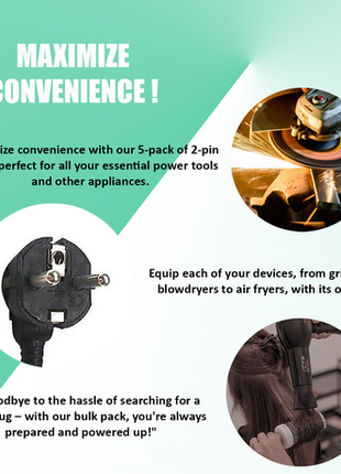 2-Pin Schuko to 16A 3-Pin Adaptor (FIVE PACK): EUR-SCH 5 Pack