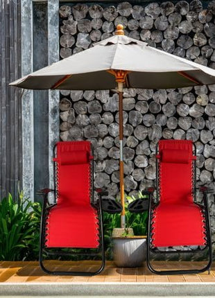 Outdoor Folding Reclining Lounge Chair 110×68×65 cm – Steel/Textilene – Adjustable Headrest & Cup‑Holder Tray – Multiple Colours
