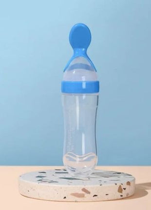 Silicone Baby Feeding Bottle 90mL – Leakproof BPA-Free Food Dispenser with Spoon and Cover