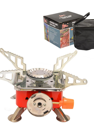 Camping Gas Stove  – Mini Cassette Butane Burner with Foldable Brackets – Silver Outdoor Cooker