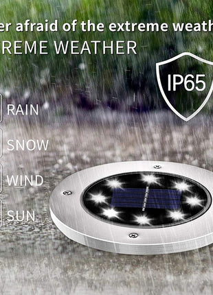 Solar Ground Lights 8-LED Cool White – Waterproof Auto Sensor Outdoor Path Lights – Pack of 4
