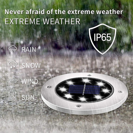 Solar Ground Lights 8-LED Cool White – Waterproof Auto Sensor Outdoor Path Lights – Pack of 4