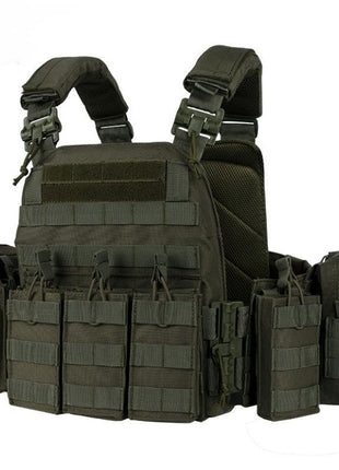 Tactical Plate Carrier Vest 30×25 cm – Quick-Release ROC Buckles + MOLLE System – Black – Includes Mag Pouch