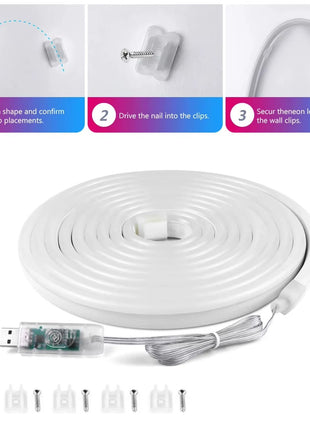 LED Neon Rope Light 5m RGB IC – Smart App + Remote Control – IP68 Silicone Strip with USB – Flexible Ambient Lighting