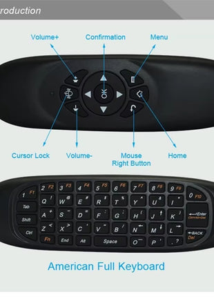 Wireless Air Mouse Keyboard Combo 2.4GHz – QWERTY Gyroscopic Remote – Compatible with Smart TV, Android TV Box, PC, Tablet – Black