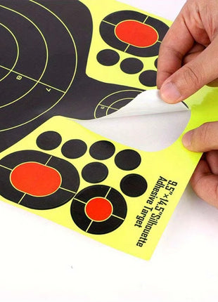 Silhouette Shooting Targets 24cm x 37cm Plastic – 5-Zone Adhesive Reactive Blue – Tear-Off Rings – 10-Pack