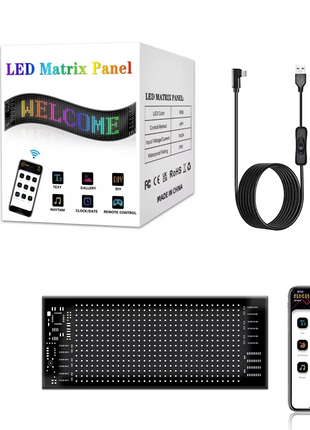 Flexible LED Matrix Panel 16x64 Pixels - Programmable, USB Powered, App Controlled