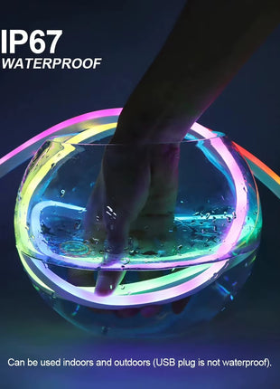 LED Neon Rope Light 5m RGB IC – Smart App + Remote Control – IP68 Silicone Strip with USB – Flexible Ambient Lighting