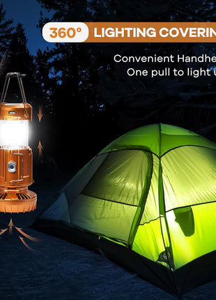 30W Solar Rechargeable Camping LED Light with Fan – ABS Portable Lantern, Bright/Dim Modes, 110-220V C7 Charging Copper