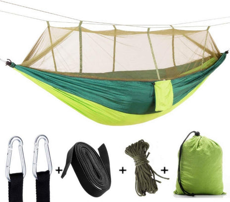 Camping Hammock 290x140cm Nylon with Mosquito Net – Lightweight Foldable Outdoor Hammock
