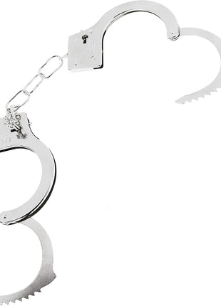 Chain Link Handcuffs Stainless Steel – Double Locking Law Enforcement Restraints with 2 Keys – Silver