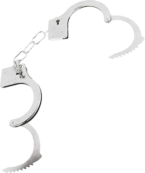 Chain Link Handcuffs Stainless Steel – Double Locking Law Enforcement Restraints with 2 Keys – Silver