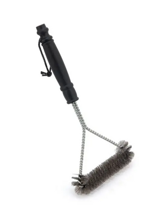 BBQ Grill Brush 30cm Dual-Bristle Stainless Steel/Nylon with Ergonomic Handle for Gas Charcoal Porcelain Grids
