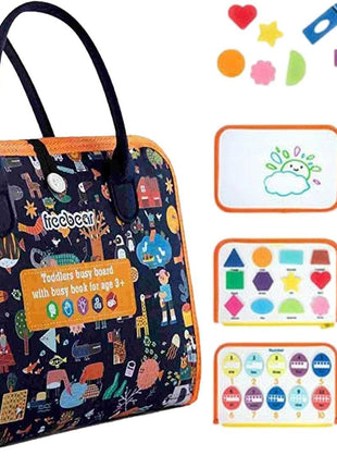 Montessori Busy Board for Toddlers – Felt Sensory Activity Toy with Zippers & Buckles – Foldable Travel Board for Ages 18 Months+