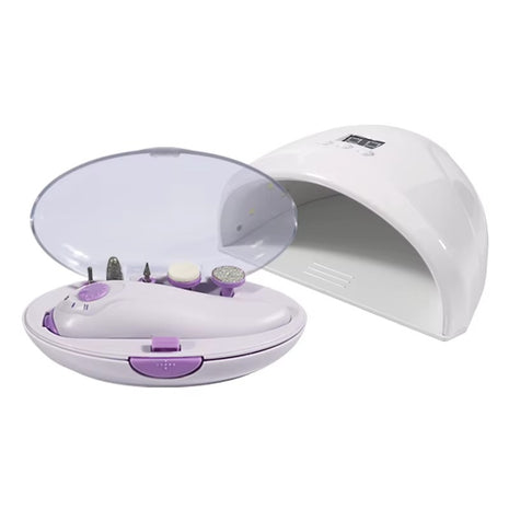 2-in-1 LED Nail Dryer & Electric Nail File – 12W USB Lamp – 5 Attachments – Portable Kit