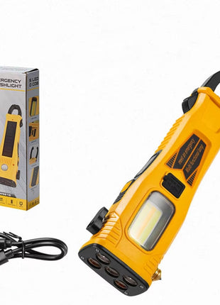 30W Solar + USB Rechargeable Emergency Light – Yellow LED Torch