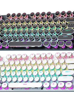 Mechanical Keyboard 108-Key – RGB Backlit Aluminum Keycaps – Blue Switch – Volume Knob – USB Wired – Steampunk Style