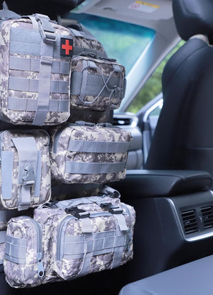 Tactical Seat Organizer 6-Piece Kit with MOLLE Pouches – 1000D Nylon – Universal Fit