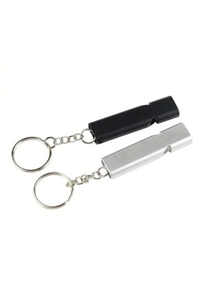 Aluminum Alloy Whistle 50mm Loud Output with Keychain – Anodized Black or Silver for Survival & Outdoor Use
