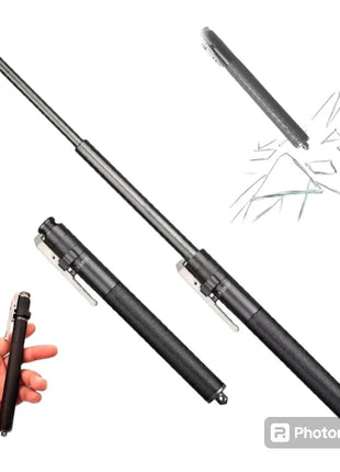 Expandable Baton 58 cm – Compact Aluminium Spring Auto-Extend – Matte Black Retractable Cane with Holster