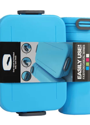 2‑Compartment Leakproof Lunchbox & Water Bottle Set – BPA‑Free PP – 19×12×6.5 cm + 7×8×8 cm – Green/Blue/Pink