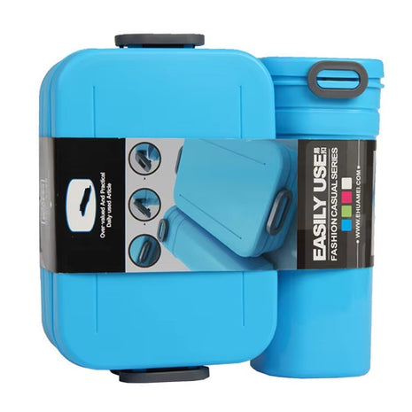 2‑Compartment Leakproof Lunchbox & Water Bottle Set – BPA‑Free PP – 19×12×6.5 cm + 7×8×8 cm – Green/Blue/Pink