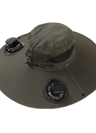 Solar Fan Sun Hat 48cm Brim with Dual Fans – USB Rechargeable Wide Brim Outdoor Cooling Hat