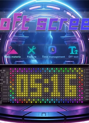 Flexible LED Matrix Panel 16x64 Pixels - Programmable, USB Powered, App Controlled