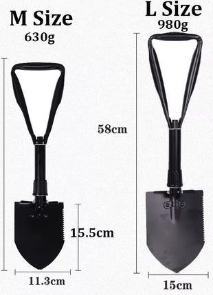 Folding Camping Shovel 48 cm Carbon Steel Multi-Tool – Black with Storage Bag