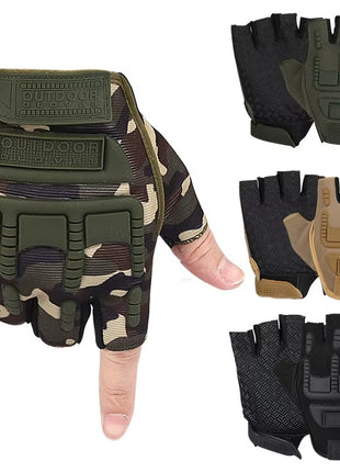 Half-Finger Tactical Gloves – Gel Padded Palm + Breathable Microfiber