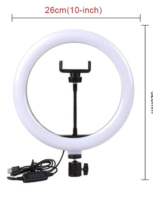 Ring Light Replacement 26cm with USB Power + Wired Remote – Adjustable Brightness & Color – Phone Holder