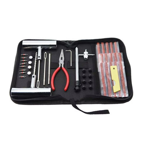 46-Piece Tire Repair Kit for Tubeless Tires – Heavy-Duty Puncture Plug Tool Set with Pliers, Valve Tools & Storage Bag