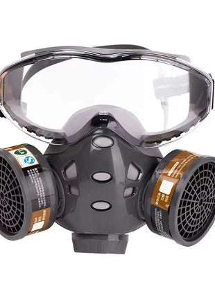 Half Face Respirator Mask with Goggles – KN95 Gas & Dust Protection – TPE Body – Twin Filter – Grey