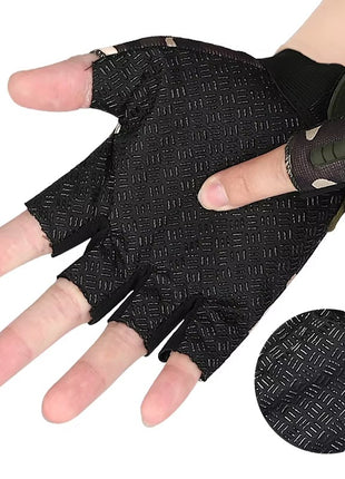 Half-Finger Tactical Gloves – Gel Padded Palm + Breathable Microfiber