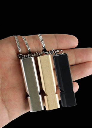Aluminum Alloy Whistle 50mm Loud Output with Keychain – Anodized Black or Silver for Survival & Outdoor Use