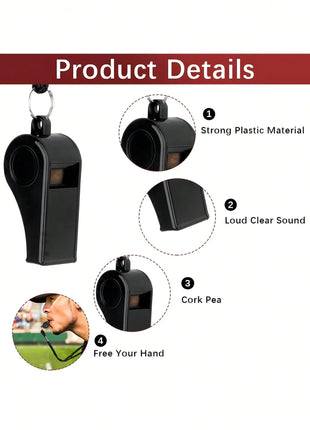 Plastic Whistle with Lanyard 4cm – Internal Rubber Ball for Varied Sound – Quick Release Clip – Lightweight