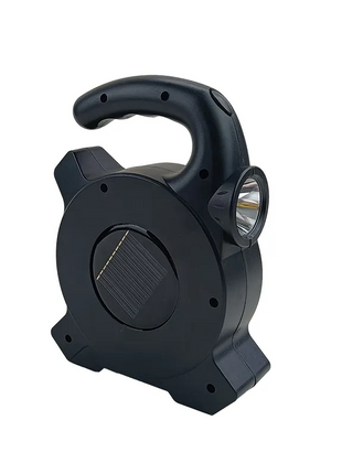 Rechargeable COB LED Work Light with Solar Charging, Power Bank Output, Portable Camping Torch