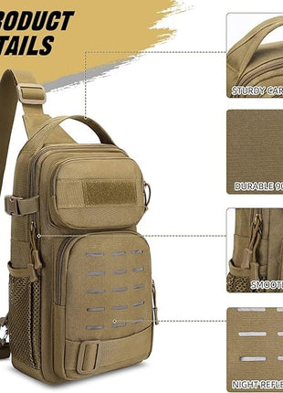 Tactical Chest Sling Bag 18x12x32cm - 900D Nylon - Water-Repellent