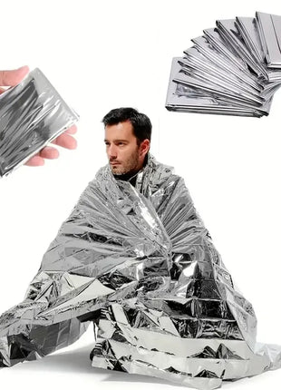 Emergency Thermal Blanket 130×210cm – Waterproof Mylar Survival Bag – Silver Reflective, Compact & Lightweight