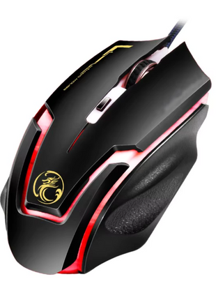Wired Gaming Mouse USB – 3200 DPI Optical Sensor + 6 Buttons – LED Lighting – Ergonomic Design – Black