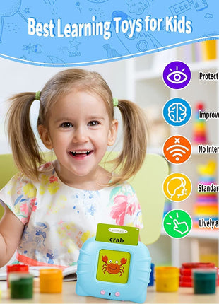 Talking Flash Cards for Kids – 112 Double-Sided Sight Word Cards – 224 Words, 13 Categories, No Screen – Ages 2–6 – Blue/Pink