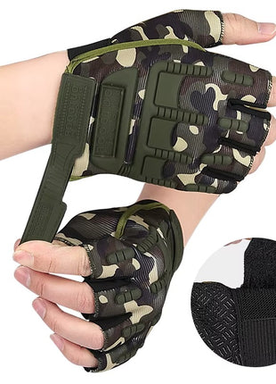 Half-Finger Tactical Gloves – Gel Padded Palm + Breathable Microfiber