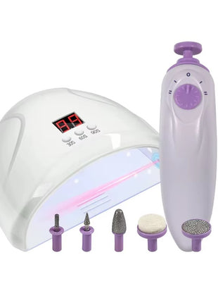 2-in-1 LED Nail Dryer & Electric Nail File – 12W USB Lamp – 5 Attachments – Portable Kit