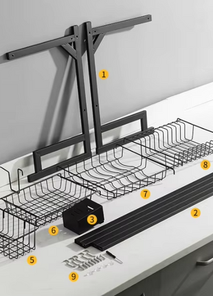 Aluminium Dish Drying Rack 86cm Multi-Layer Over Sink Organizer Black Kitchen Countertop